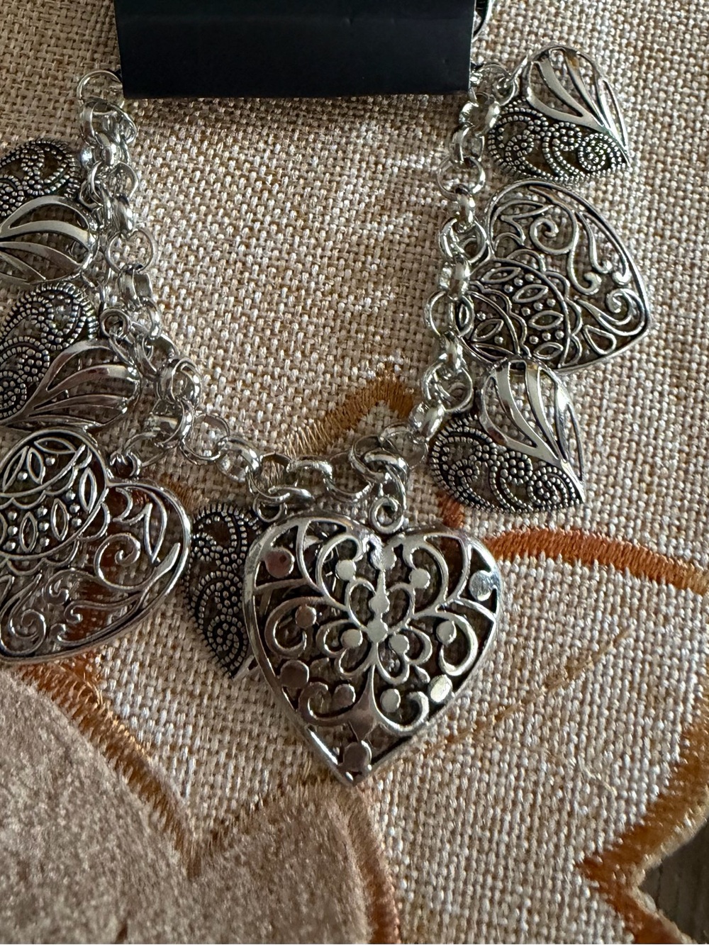 paparazzi Silver Filigree Heart Charm Bracelet